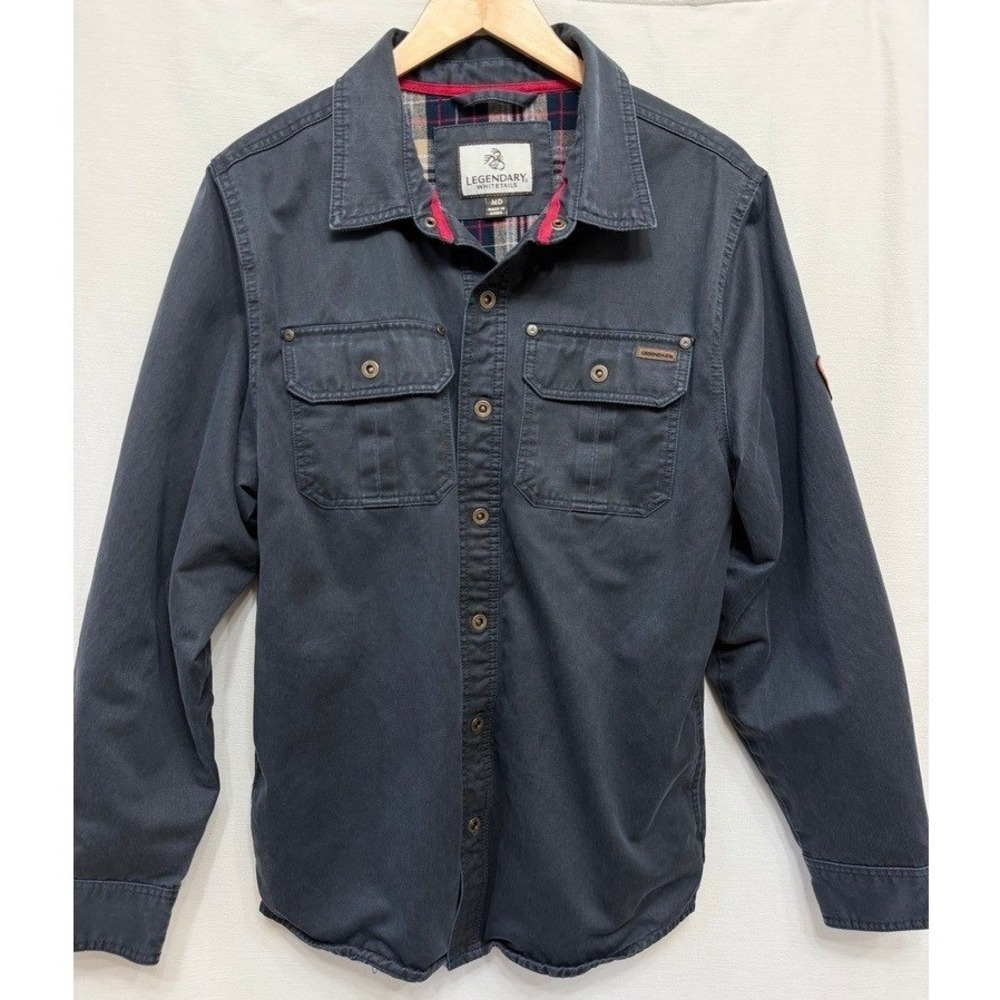 Legendary Whitetails Charcoal Canvas Flannel Lined Shirt Jacket Medium Gorpcore